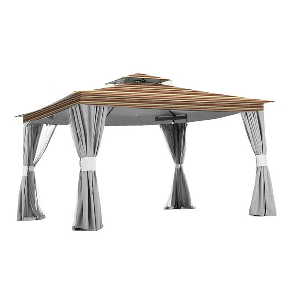Garden Winds Replacement Canopy Top Cover for the 2010 Living Home 12' x 10' Gazebo -Standard 350 - Stripe Canyon