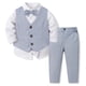 thumbnail image 1 of Conjunto de camisa de manga larga con cuello vuelto para niños, color liso, para banquetes y fiestas, con cuello vuelto y pantalones de traje, conjunto de tres piezas para niños, poliéster., 1 of 8