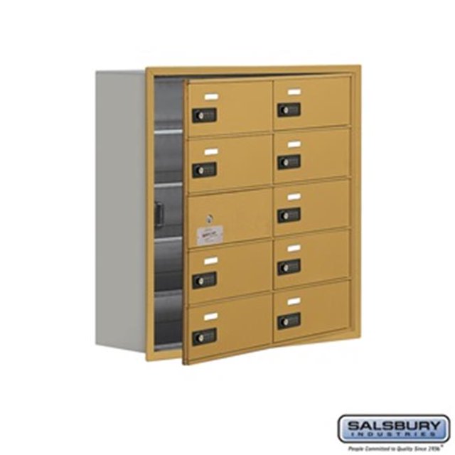 SalsburyIndustries 19158-10GRC Cell Phone Storage Locker With Front Access Panel - 5 Door High Unit, Gold