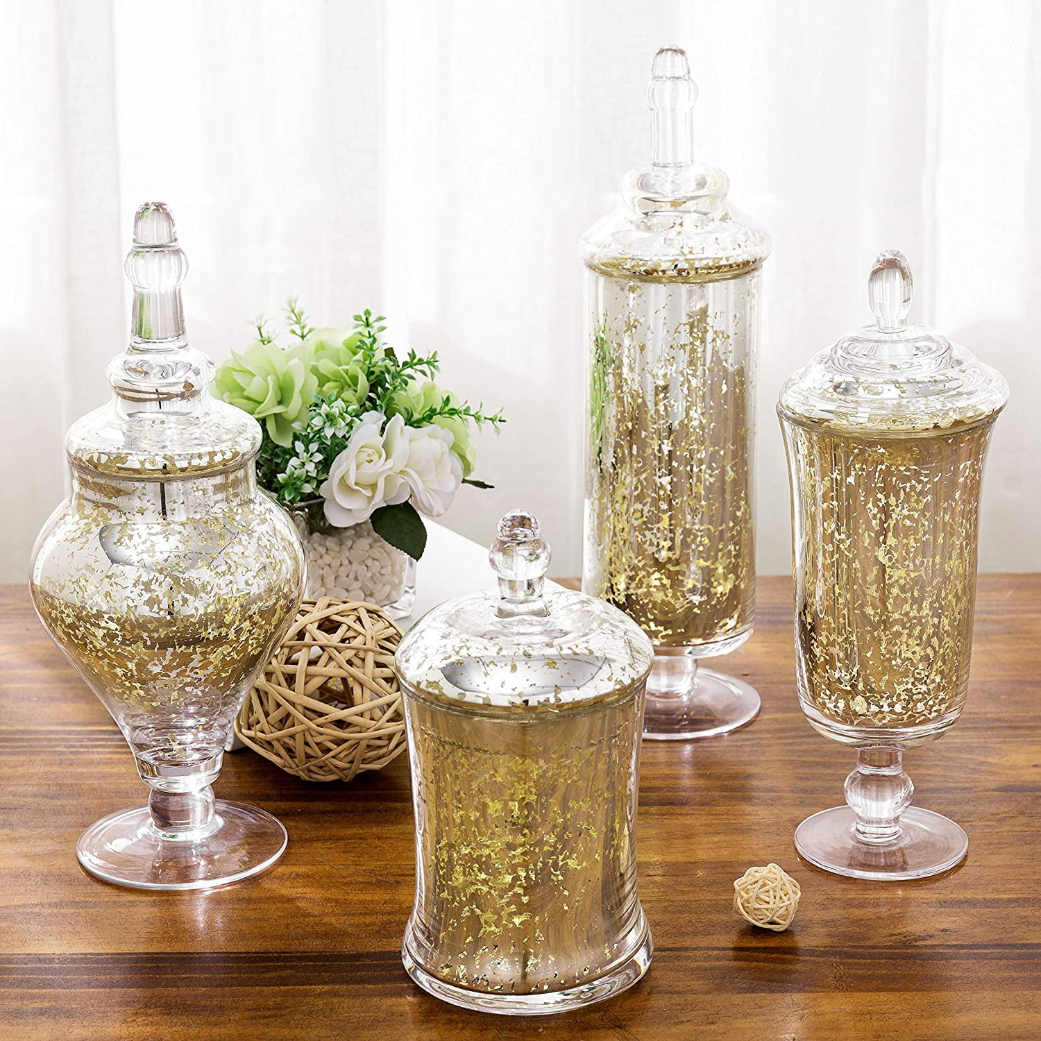 Small Glass Apothecary Jars with Lids, Set of 4 – MyGift