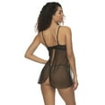 thumbnail image 2 of Felina - Wish Mesh and Lace Babydoll Lingerie Set - Sheer Women's Lingerie with Adjustable Straps and Matching G-String (Black, Medium), 2 of 2