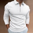 thumbnail image 2 of Vedolay Golf Polo Shirts for Men Vintage Striped Knitting Shirts Casual Slim Fit Golf Shirts White,M, 2 of 5