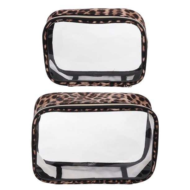 FUTUREORYY 2Ud Bolsa Transparente Leopardo Para Cosméticos Con Cierre De Cremallera Y Asa