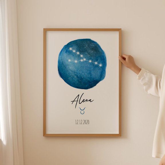 Taurus Star Map Wall Art Astrology Birth Home Decor Unframed Paper Print