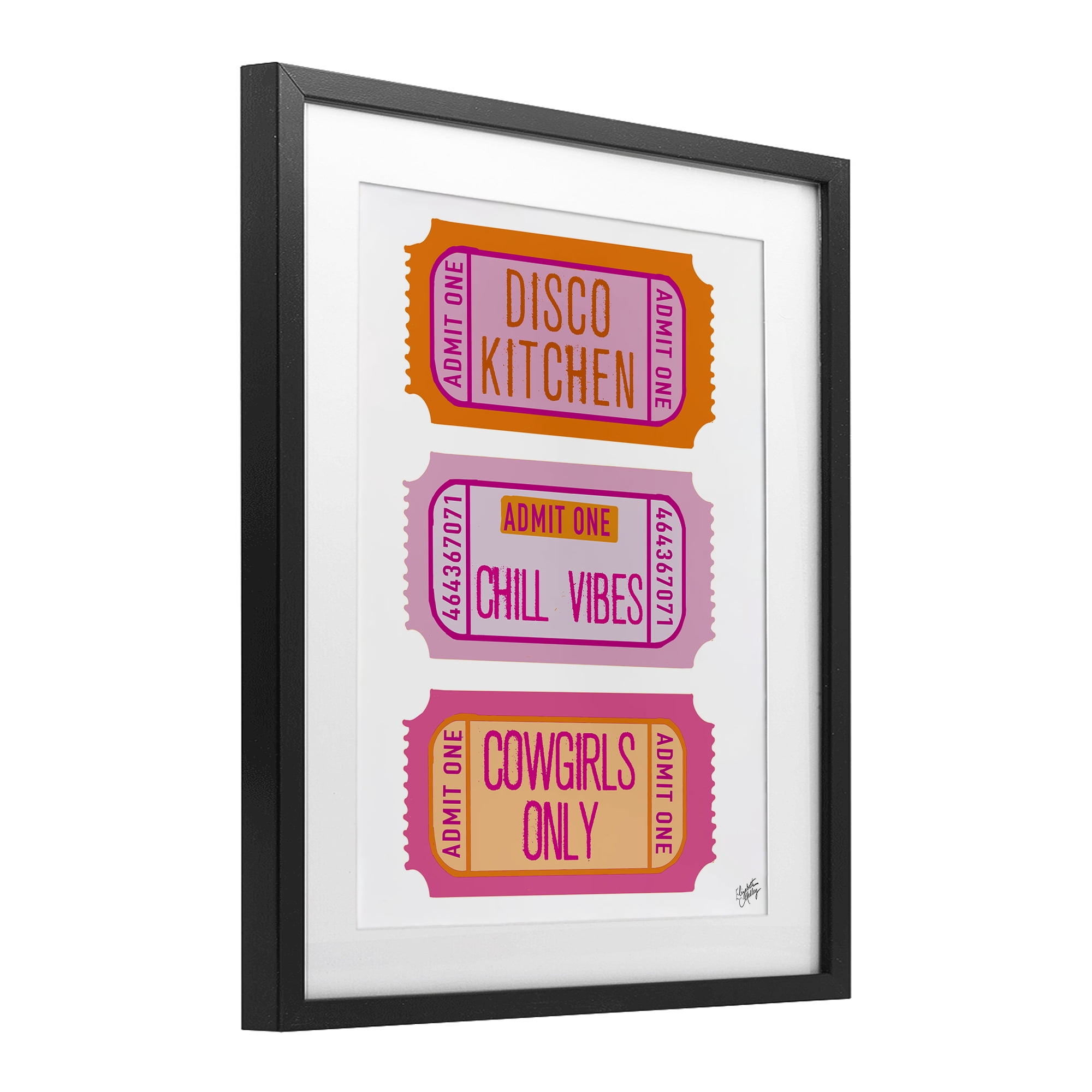 Stupell Industries Disco Cowgirl Ticket Phrases Black Framed Print Under Glass, design by Elizabeth Medley