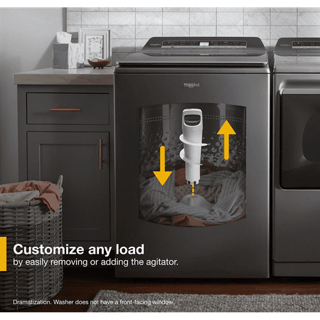 Whirlpool - 5.2 Cu. Ft. High Efficiency Smart Top Load Washer with 2 in 1 Removable Agitator - Chrome Shadow
