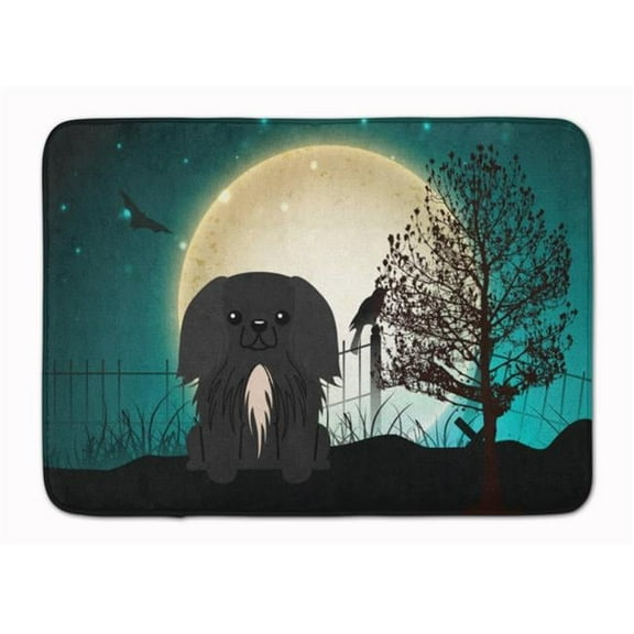 Halloween Scary Pekingnese Black Machine Washable Memory Foam Mat