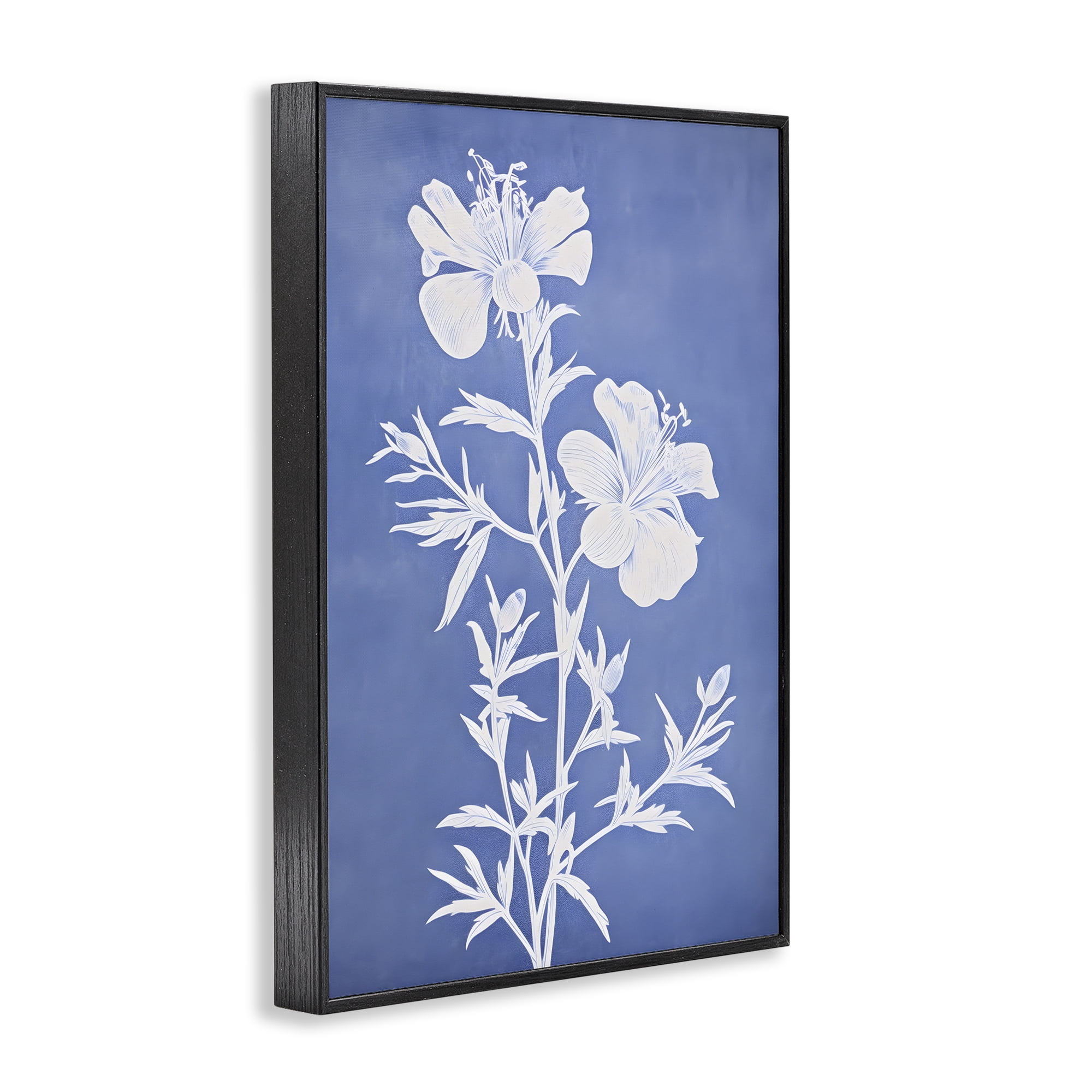 Stupell Industries Blue Cerulean Florals Botanical & Floral Painting Black Framed Art Print Wall Art, 12 x 18