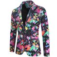 thumbnail image 2 of IROINNID Men's Blazer V-Neck Notch Lapel Long Sleeve Graphic Prints Loose Suit Jacket Single Two Button Slim Fit Suit Jacket Blazer, 2 of 6