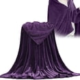 thumbnail image 2 of Lightweight Soft Flannel Blanket For Summer Sofa, Cozy Thin Throw For Bedroom, Breathable Fiber Air Conditioner Quilt Cover, 27.5x40 Inch, Dark Purple, 2 of 9