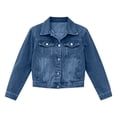 thumbnail image 4 of Women's Denim Jackets Multi Pockets Solid Color Long Sleeve Denim Jacket Collar Button Front Casual Trucker Coat Fall Winter Track Jackets with Pockets, 4 of 9