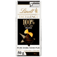 thumbnail image 1 of Lindt EXCELLENCE 100% Cacao Orange Dark Chocolate Bar, 50 Grams, 1 of 14