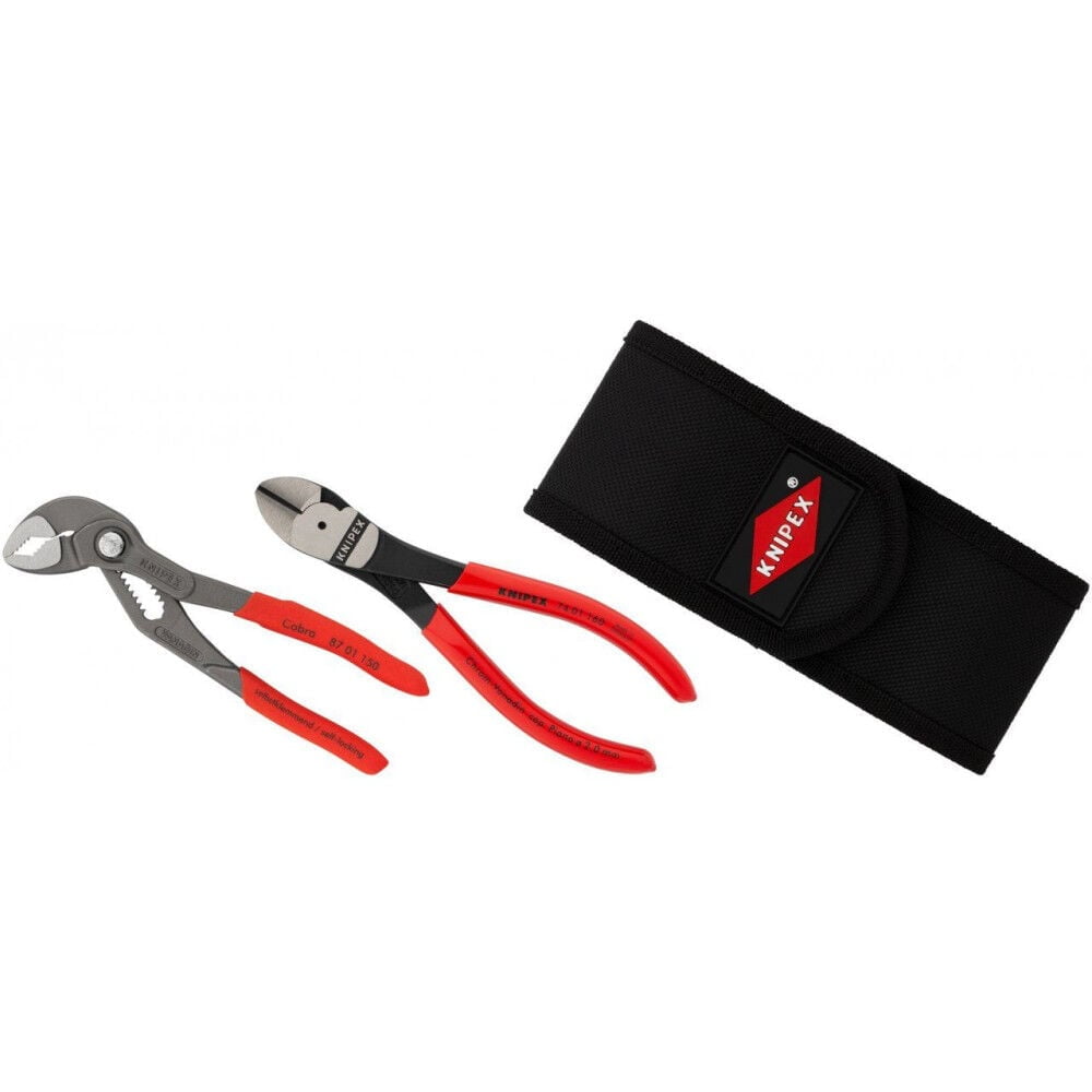 Knipex Mini Pliers Belt Pouch Set, 2 Pieces - Cobra and Diagonal Cutters