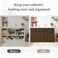 thumbnail image 6 of Dark Brown Rattan Small Cabinet Curtains 11"W x 13"L, Vintage Abstract Wicker Texture Sink Skirt Dust-Proof Short Curtain for Bathroom Vanity Storage Cubby Desk, Self Adhesive Privacy Drapes, 6 of 9