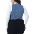 thumbnail image 4 of DARING DIVA Women's Plus Size Sleeveless V Neck Button Down Denim Vest 1X Light Blue, 4 of 6