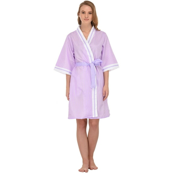Ezi Women's 'Stacy' Gingham Cotton-rich Short House Robe