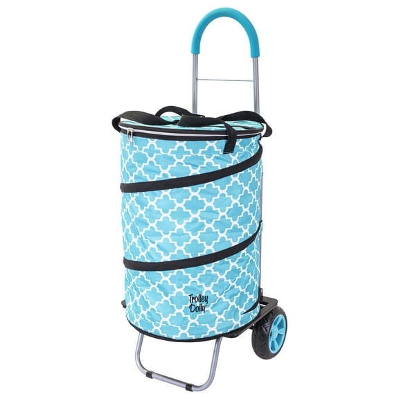 dbest products Bigger Cooler Trolley Dolly, Moroccan Tile Insulated Folding Shopping Cart with Removable Bag Rolling Beach Tote Cooler with Wheels  Pop Up Golf