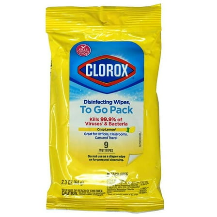 DollarDays 2387360 Clorox Crisp Lemon Scent to Go Wipes - 9 Count - Case of 24