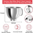 thumbnail image 5 of 3-Piece 5QT Steel Bowl Set: Handle, 6-Wire Whisk & Dough Hook for KitchenAid Tilt, 5 of 11