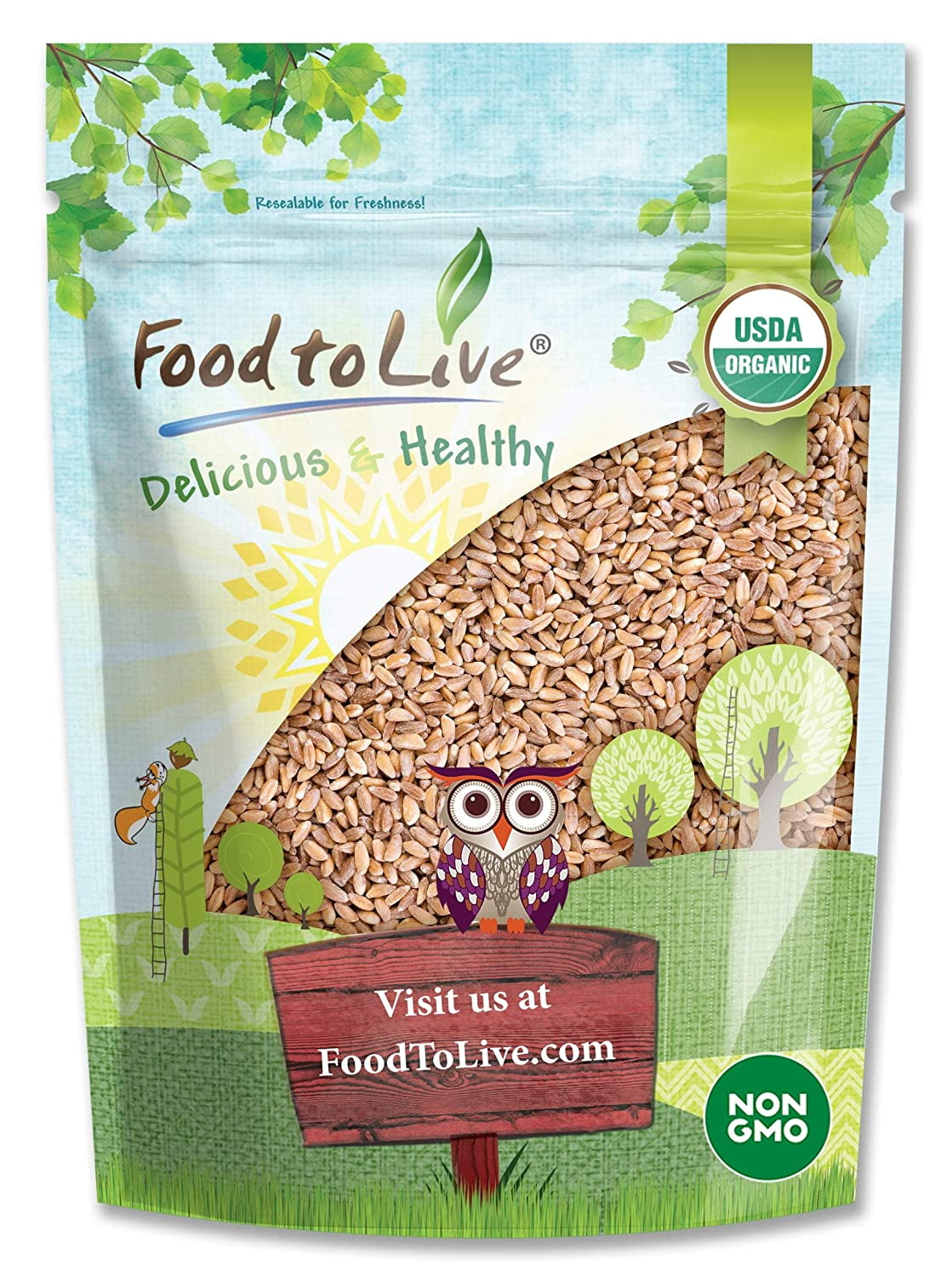 Organic Italian Pearled Farro, 5 Pounds — Non-GMO, Raw, Vegan, Kosher — by Food to Live