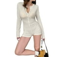 thumbnail image 3 of Combinaisons pour Femmes Barboteuses à Col en V Sans Manches Shorts Justaucorps Pyjama Justaucorps Tenue Jaune Pâle TG, 3 of 9