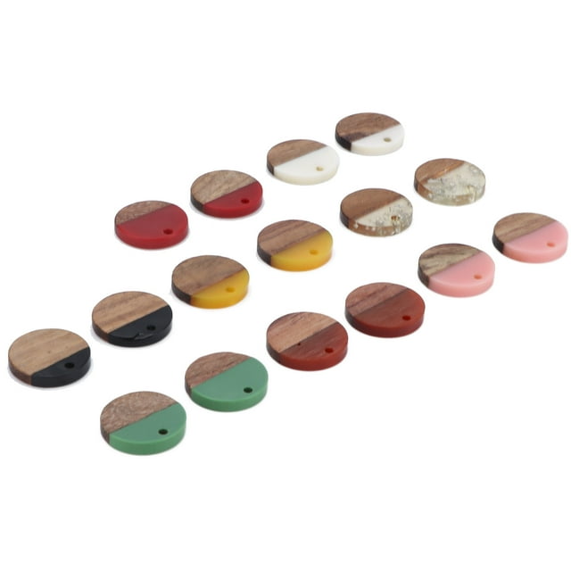 Resin Wood Pendants, Exquisite Textured Durable Fine Polishing Process Round Shape Wood Resin Earrings Light Weight For DIY Crafts For DIY Jewelry