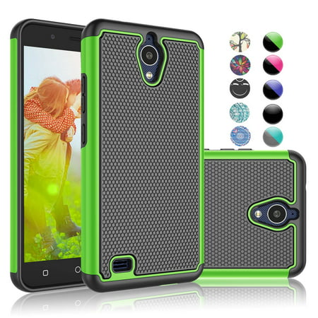 AT&T AXIA Case (QS5509A), Cricket Vision Case, Cricket Vision (N5001) Cover, Njjex [Shock Absorption] Dual Layer Hybrid Armor Defender Protective Case Cover for AT&T AXIA (Cricket Vision)