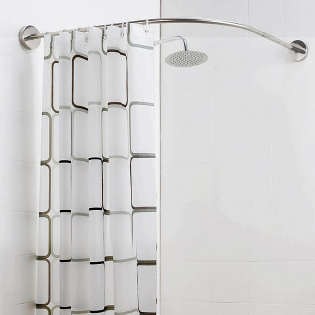 Tringle de Rideau de Douche Extensible Télescopique Réglable Courbée Tringle à Vêtements pour Baignoire Maison 130cm-180cm