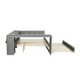 thumbnail image 5 of Mirightone Full Upholstered Platform Trundle Bed with Desk, Full Daybed Frame with Storage Shelf and Charging Station, Gray, 5 of 6