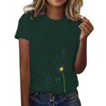 thumbnail image 2 of Women's Short Sleeve T-shirt Women'S Spring Round Neck Dandelion Printed Loose Casual Short Sleeved T Shirt,Green Women's Short sleeve T-shirt M, 2 of 5