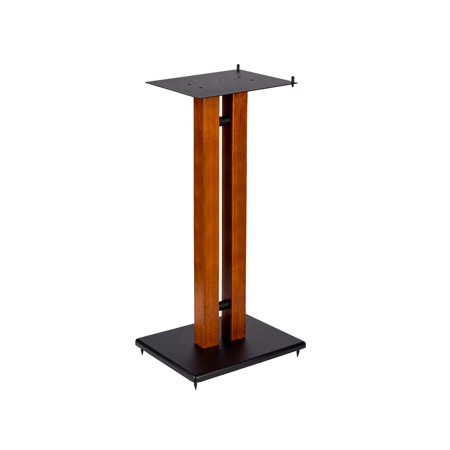 UPC: 0889028170359 | Monoprice Monolith 32in Cherry Wood Speaker Stand with Adjustable Top Plate  Cherry (Each) Hold Speakers Weighing Up To 75 Pounds  Perfect For Center or Bookshelf Speakers