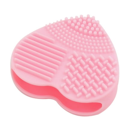 Purple Silicone Heart Shape Makeup Cosmetic Brush Cleaner Washing Scrubber