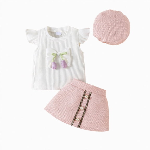 Gubotare Baby Girl Clothes Summer Princess Girls T-Shirt and Skirt 2 Piece Outfit Set Toddler to Big Kid 18 24 Months (Red,18-24 Months)