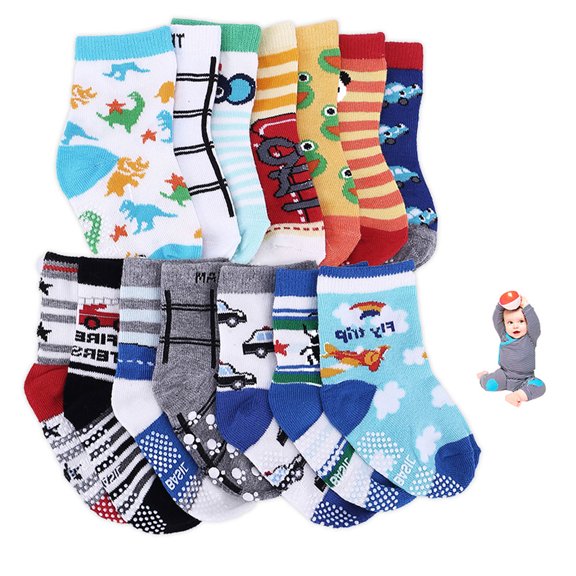 NKTIER 14 Pairs Baby Socks Boy Girl ABS Anti Non Slip 100% Cotton 6 months to 3 years