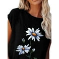 thumbnail image 3 of DYMADE Women Plus Size Floral Printed Loose Casual Pullover T-shirt Top, 3 of 4
