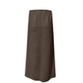 thumbnail image 4 of Wyobmus Women's Linen High Waist Maxi Skirt Elegant Elastic Waistband Solid Color A Line Long Skirts Coffee, 4 of 5