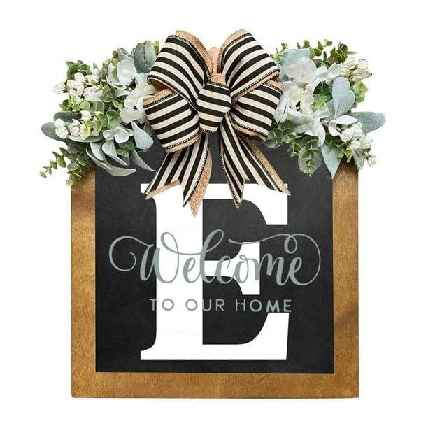 Corona de Madera Personalizada con Apellidos: Placa Colgante para Puerta Principal, Ideal para Todo El Año, con Letras Del Alfabeto de La a A La Z para Decoración Del Hogar y Regalos.