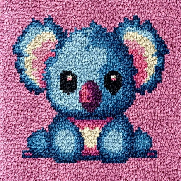 Cute Koala Small Size Mini Rug Latch Hook Kits Rug DIY Cushion Tapestry Making Crochet Hook Mat Making Kits Color Preprinted Pattern Canvas DIY Carpet Needlework Home Decor Kits 30x30cm (r50)