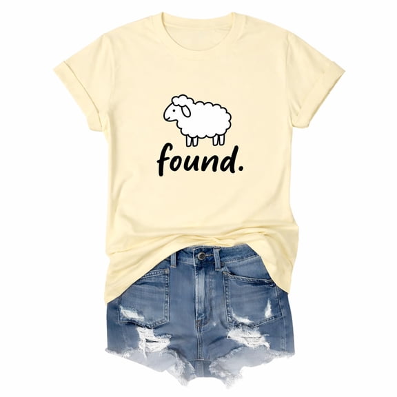 Found Psalm 23 Sheep T-Shirt, Minimalist Christian Lamb Graphic Tee, Faith Based Shirt for Women