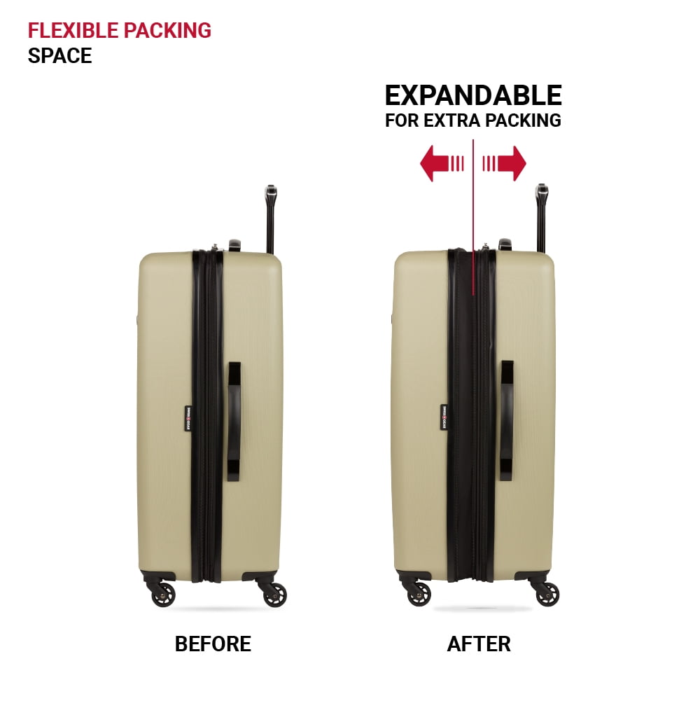 SWISSGEAR Wave Hardside Expandable Large Checked Luggage with Spinner Wheels, Sand
