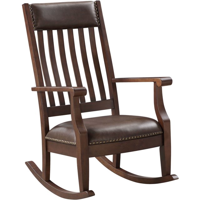 ACME Raina Chaise à Bascule en Bois avec Coussin Brun et Noyer