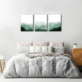 thumbnail image 3 of Framed Canvas Print Wall Art Green Watercolor Mountains in Fog Nature Wilderness Illustrations Modern Art Rustic Scenic Relax/Calm Cool for Living Room Bedroom Office - 12" x 16" x 3, 3 of 6