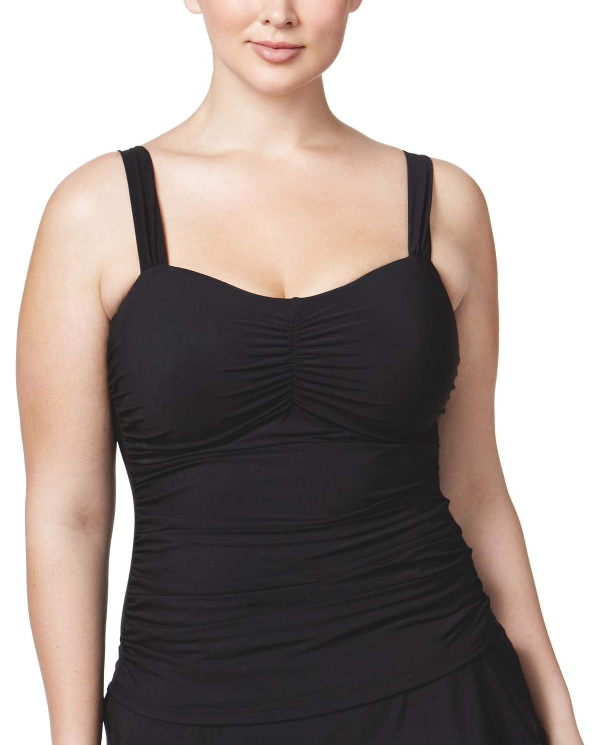 Profile by Gottex Womens Plus Size Shirred Tankini Top 22W Black ...