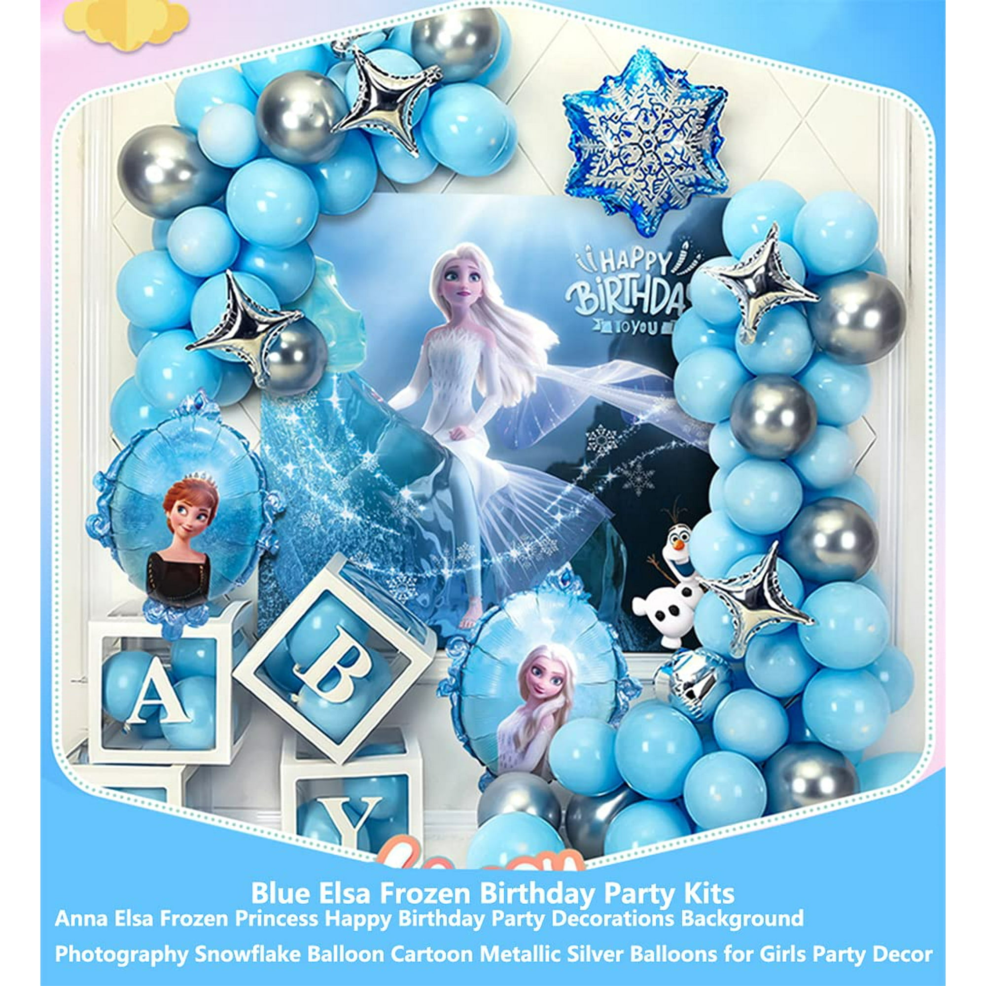 Blue Frozen Birthday Party Kits - Anna Elsa Frozen Princess Happy Birthday  Party Decorations Background Photography Snowflake Balloon Cartoon Metallic  Silver Balloons for Girls Party Decor | Walmart Canada