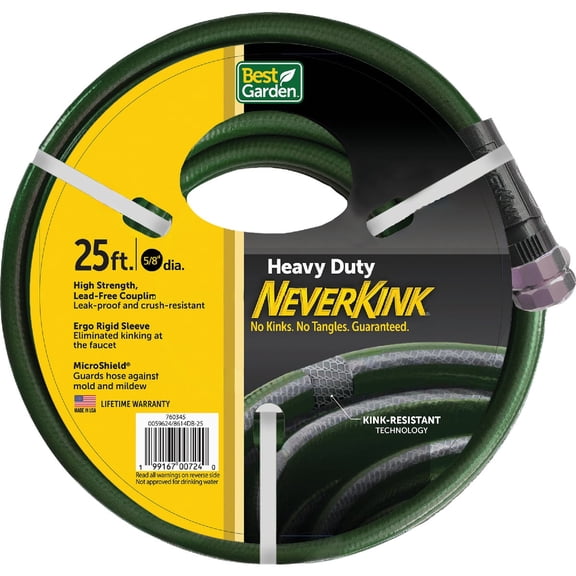 Best Garden NeverKink 5/8 In. Dia. x 25 Ft. Heavy Duty Garden Hose 8614DB-25