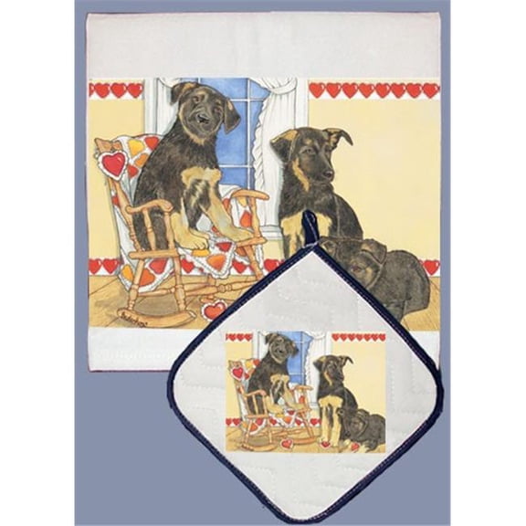 Pipsqueak Productions DP912 German Shepherd Dish Towel And Pot Holder Set