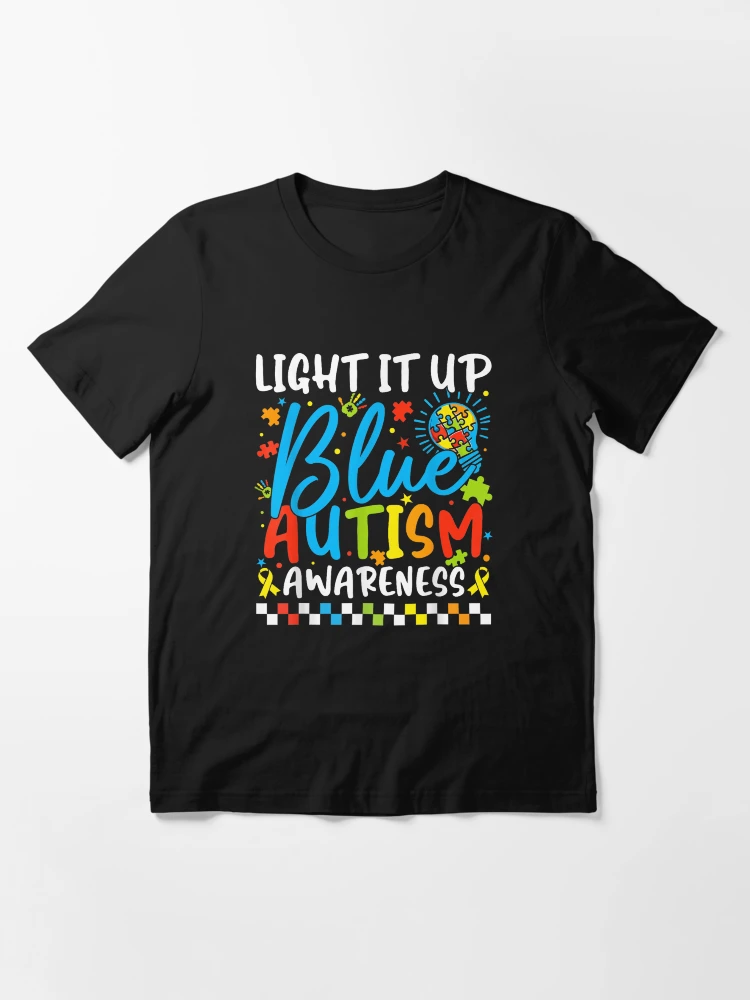 Light It Up Blue Autism Awareness Month T-Shirt Puzzle Piece Graphic Tee Autism Support Awareness Shirt