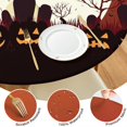 thumbnail image 4 of Pumpkin Themed Stretchable Round Tablecloth - 52 Inch Elastic Edge Halloween Cover for Dining Room Party Decor, 4 of 6