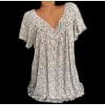 thumbnail image 1 of Chemises à Manches Courtes pour Femmes Hauts d'Été Tendance 2023 Grande Taille Manches Courtes Col en V Blouse Imprimée Pull, 1 of 5