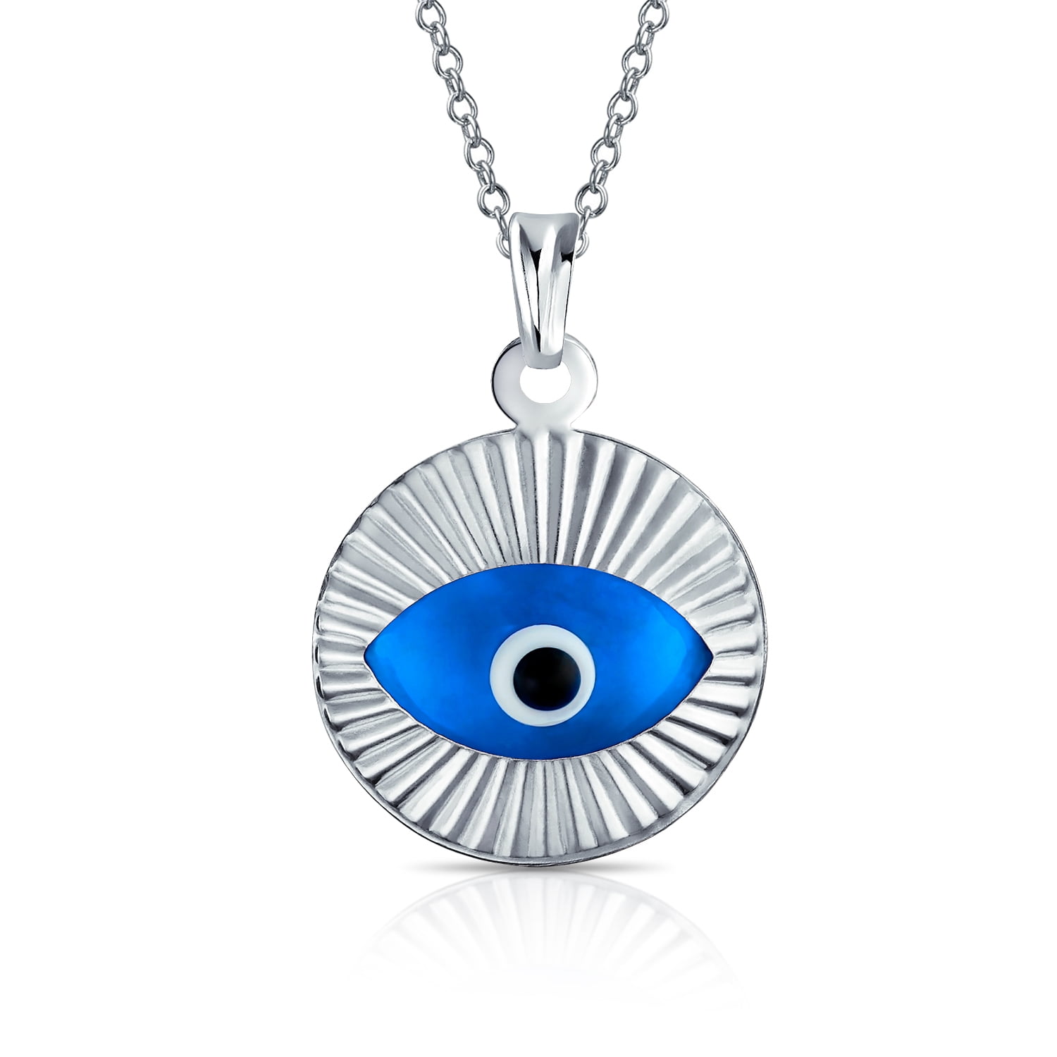 Evil Eye Necklace 18k Gold Plated 925 Sterling Silver Turkish Evil Eye Good Luck Pendant Jewelry for Women AAA Blue Cubic Zirconia